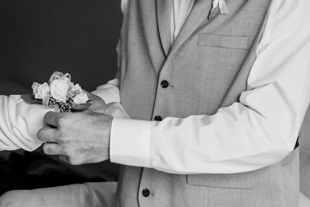 Groom getting ready